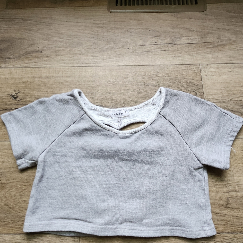 Rehab Light Gray Crop Top with Cut-Out